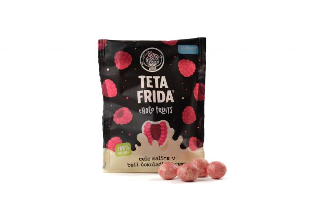 premium Choco fruits whole raspberries in white chocolate with cream