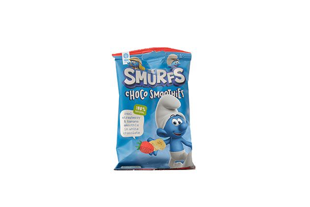 The Smurfs Choco smoothies - Real strawberry & banana in white chocolate