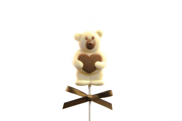 Chocolate lollipop Teddybear, white